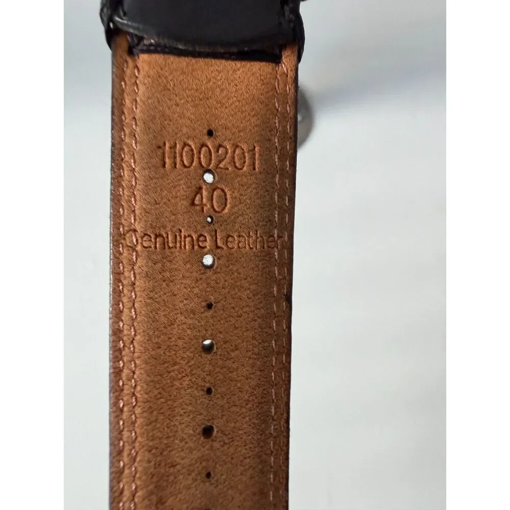 Nike Golf Men's Black Textured Leather Belt Double Row Stitching Sz 40